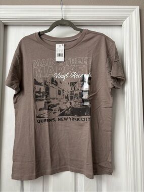 Main Street Market Vinyl Records Graphic Tee - Brown